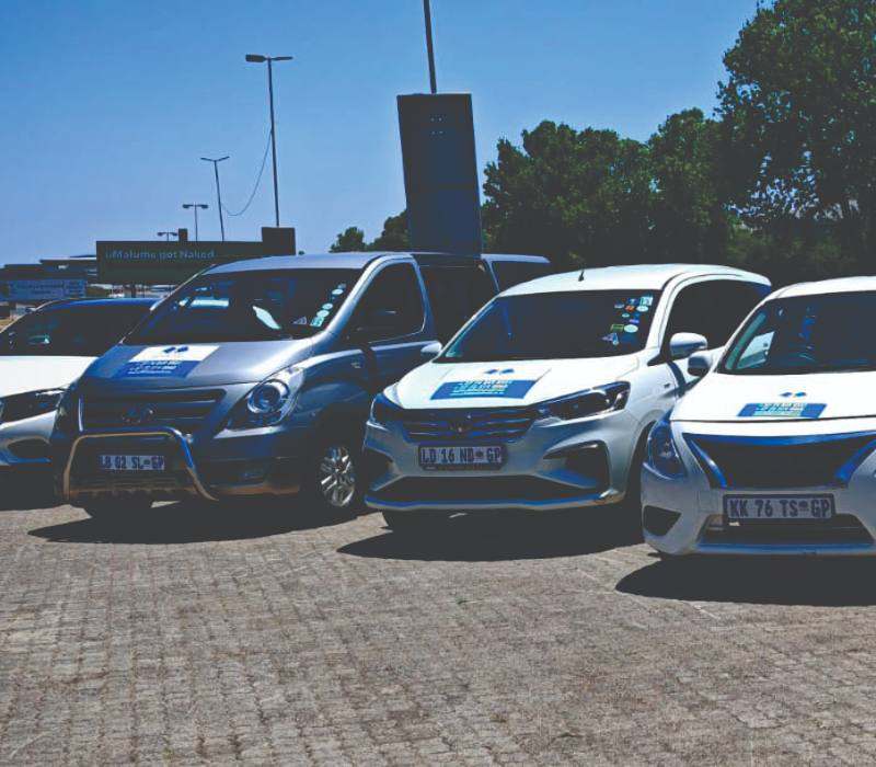 The Mini Me on Wheels fleet lined up for group transport